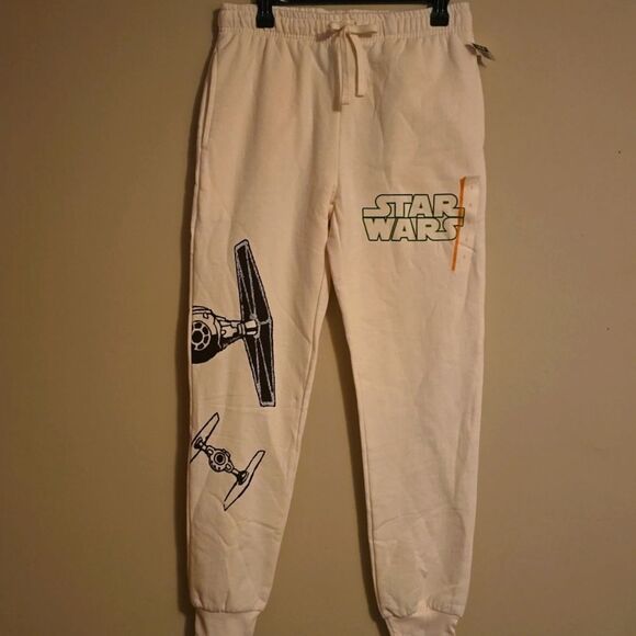 Disney 100 Pants - New Disney 100 Star‎ Wars Size S Cream Drawstring Cuffed Sweatpants